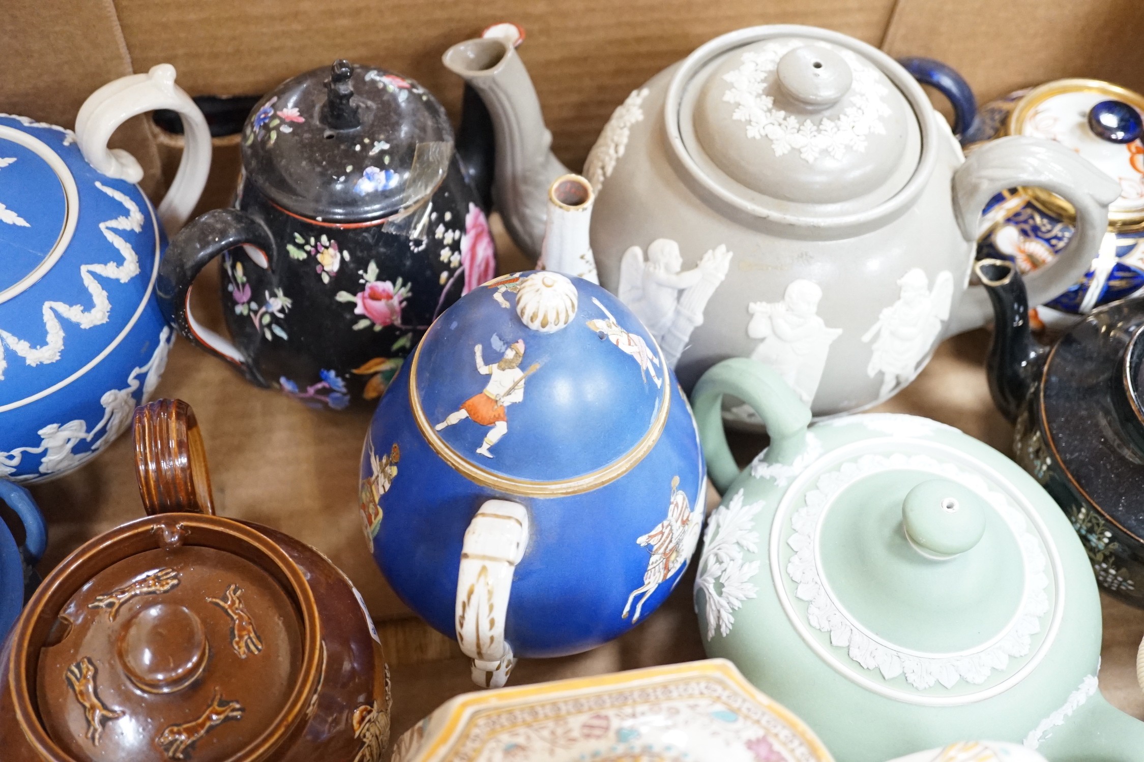 A selection of various ceramic teapots, to include Wedgwood